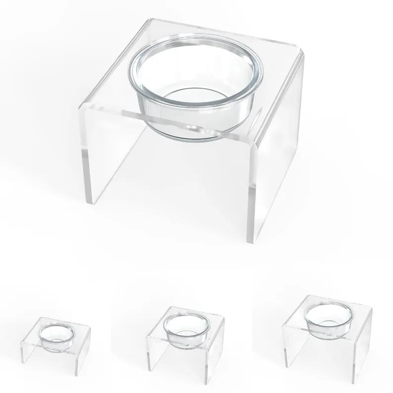 Modern Clear Acrylic Elevated Pet Feeder, Single Bowl