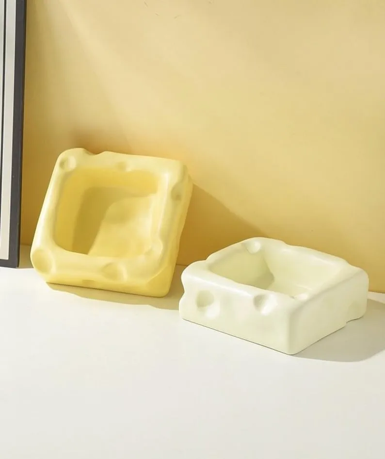Handmade Cheese Ceramic Pet Bowl | Modern Cat & Dog Dish - Image 3