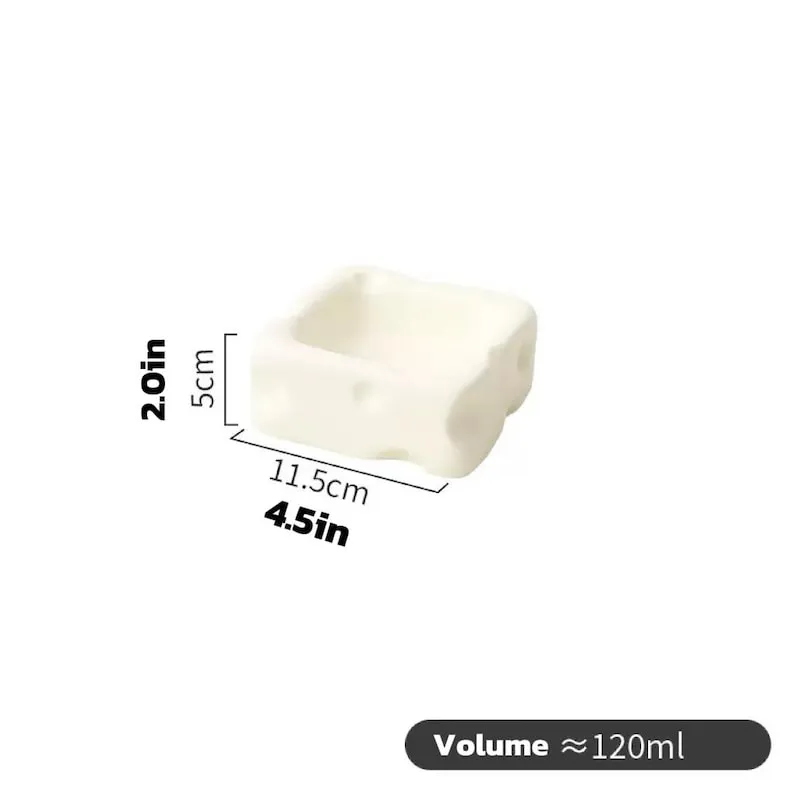 Handmade Cheese Ceramic Pet Bowl | Modern Cat & Dog Dish - Image 2