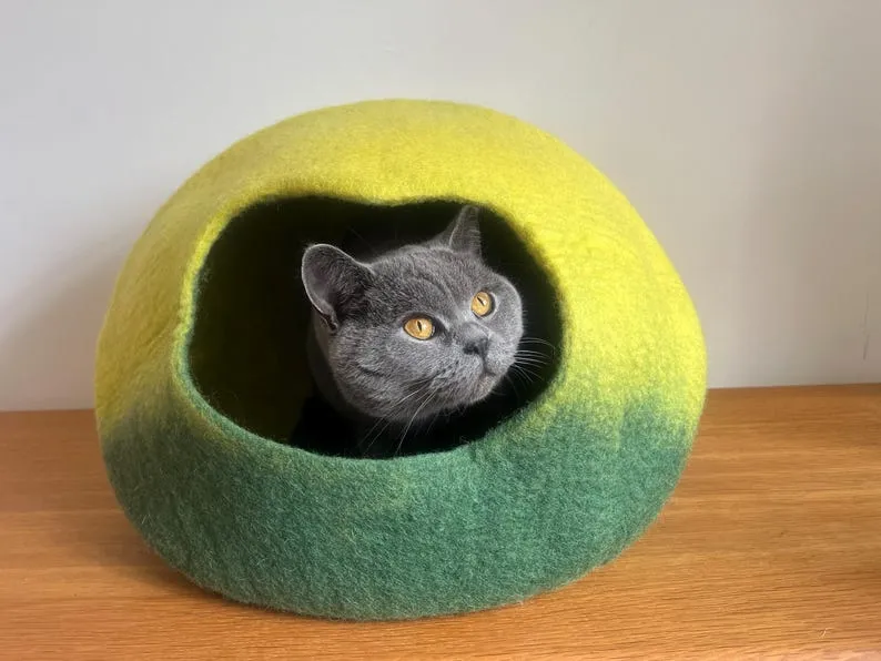 Handmade Wool Cat Cave Bed