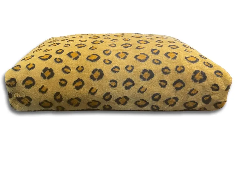 Leopard Print Dog Bed: Plush, Washable, Waterproof Base